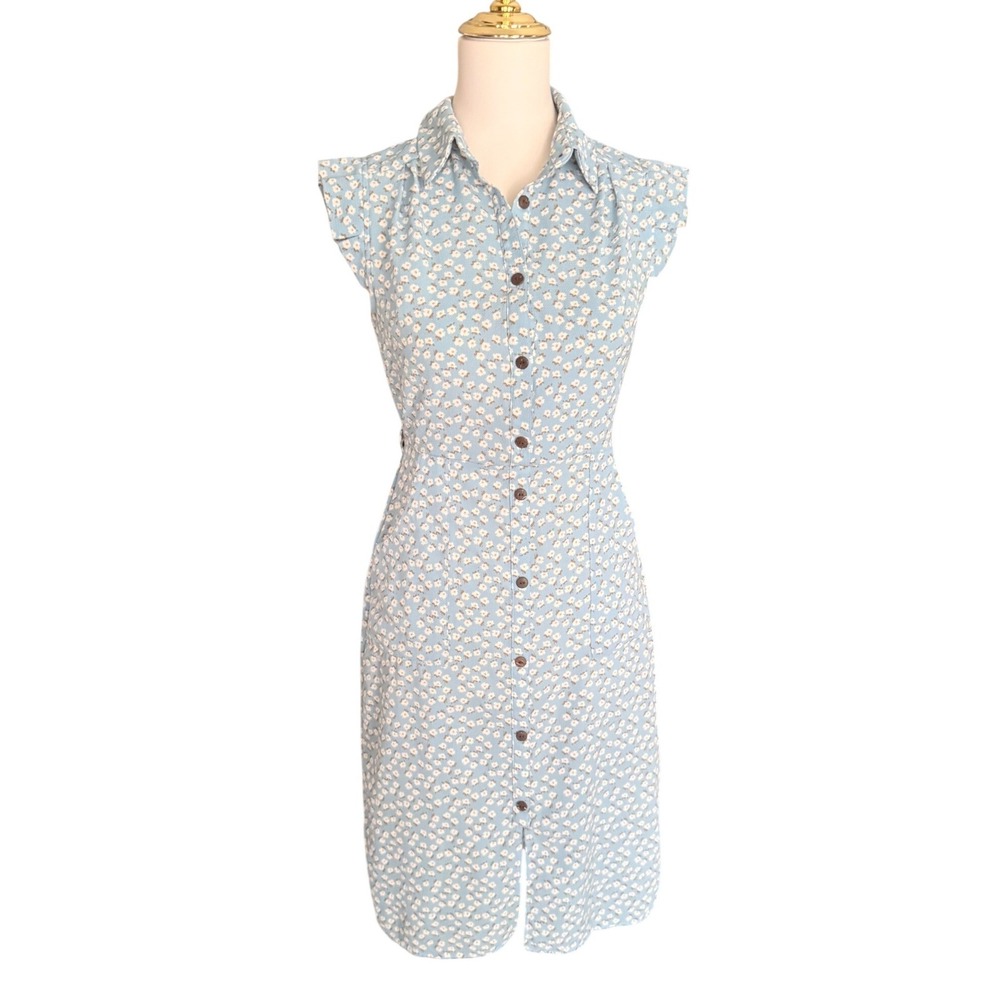 Monteau Blu eCottagecore Floral Ruffle Sleeve Button Shirt Dress Size Small